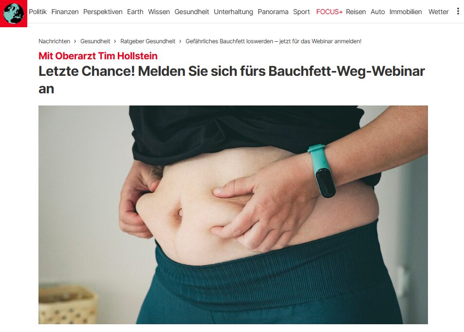 Webinar Focus Online - Bauchfett loswerden Webinar Focus Online - Bauchfett loswerden