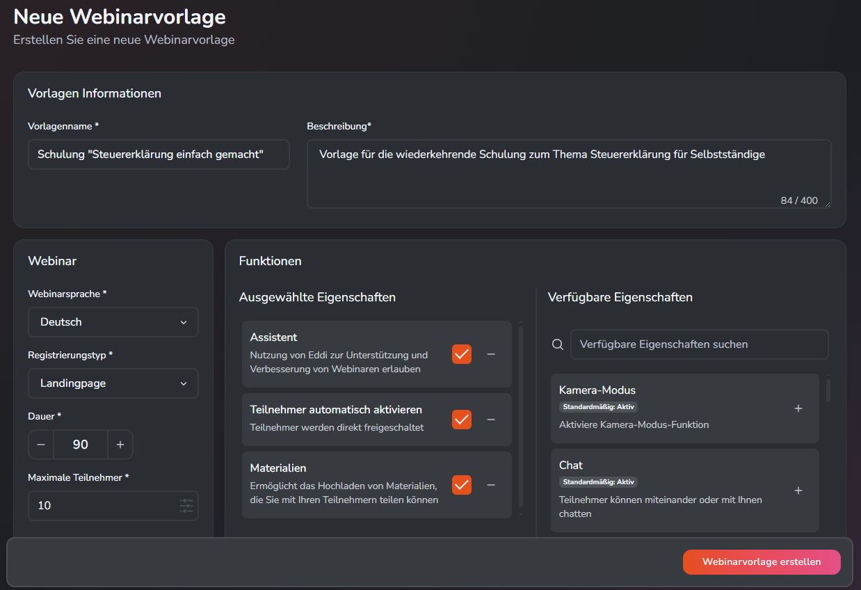 eigene Webinarvorlage erstellen